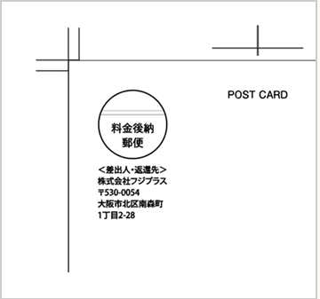 ハガキタイプ2000通以上（後納マーク2本線）