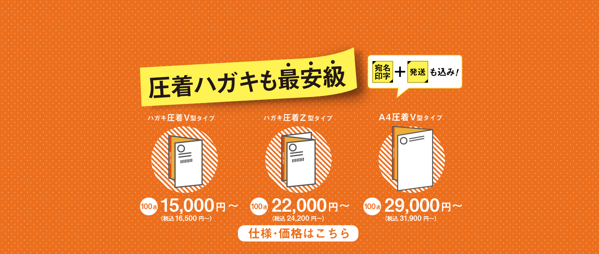 圧着ハガキも安・早・楽！宛名印字＋発送込みでこの値段